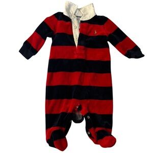 Ralph Lauren Boys Onesie, black and red, size medium